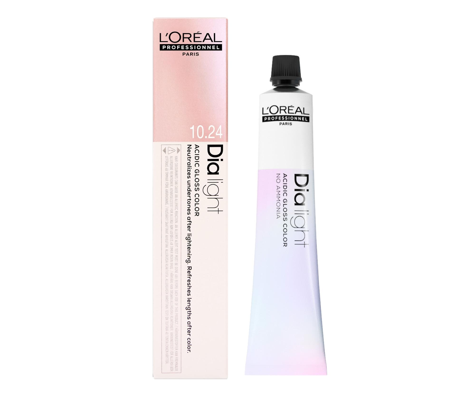 Farba do włosów ton w ton Loréal Professionnel Dialight - odcień 10.24 bardzo bardzo jasny blond opalizujący miedziany