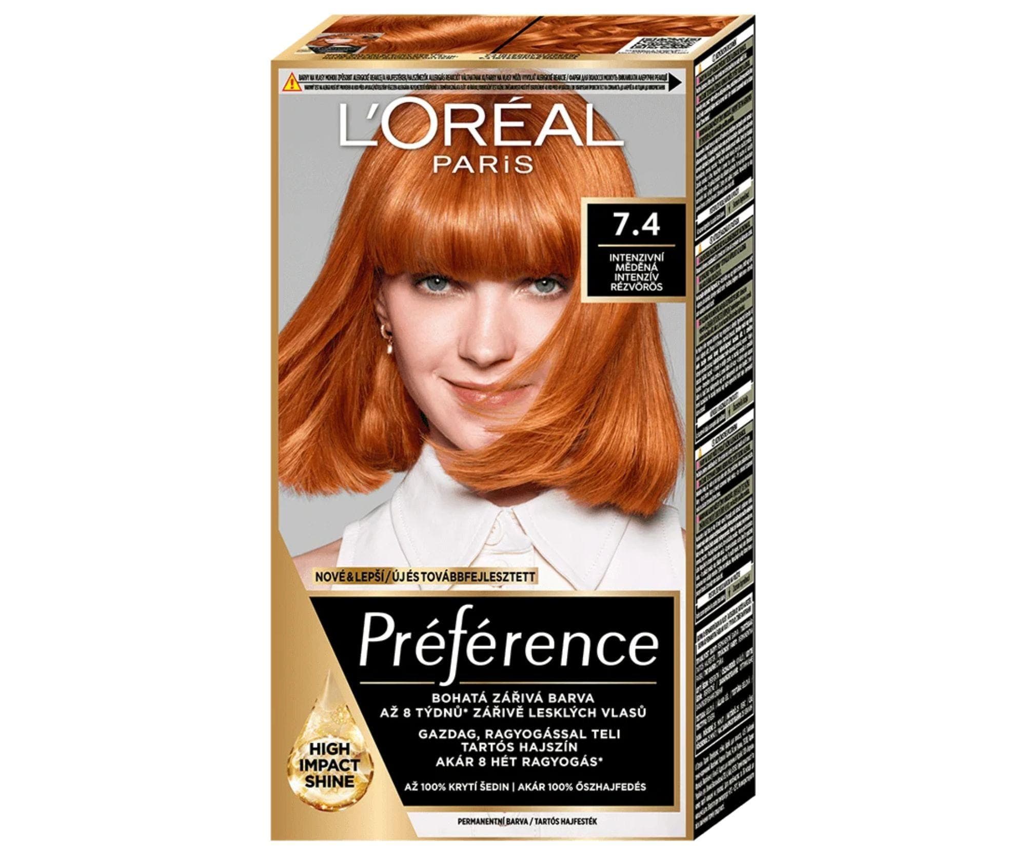 Farba do trwałej koloryzacji Loréal Préférence 7.4 Dublin miedź mango