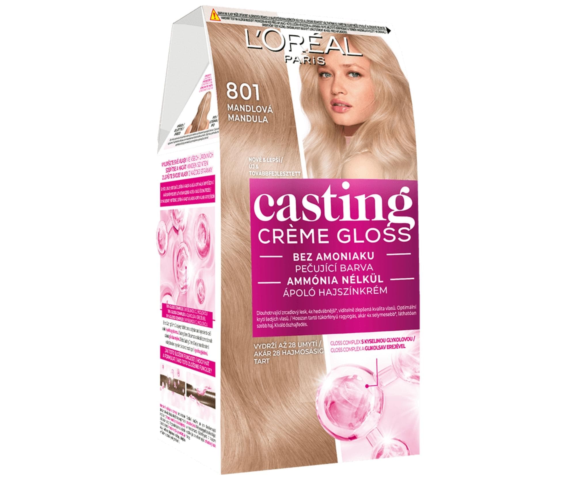 Farba do włosów bez amoniaku Loréal Casting Créme Gloss - 801 satynowy blond