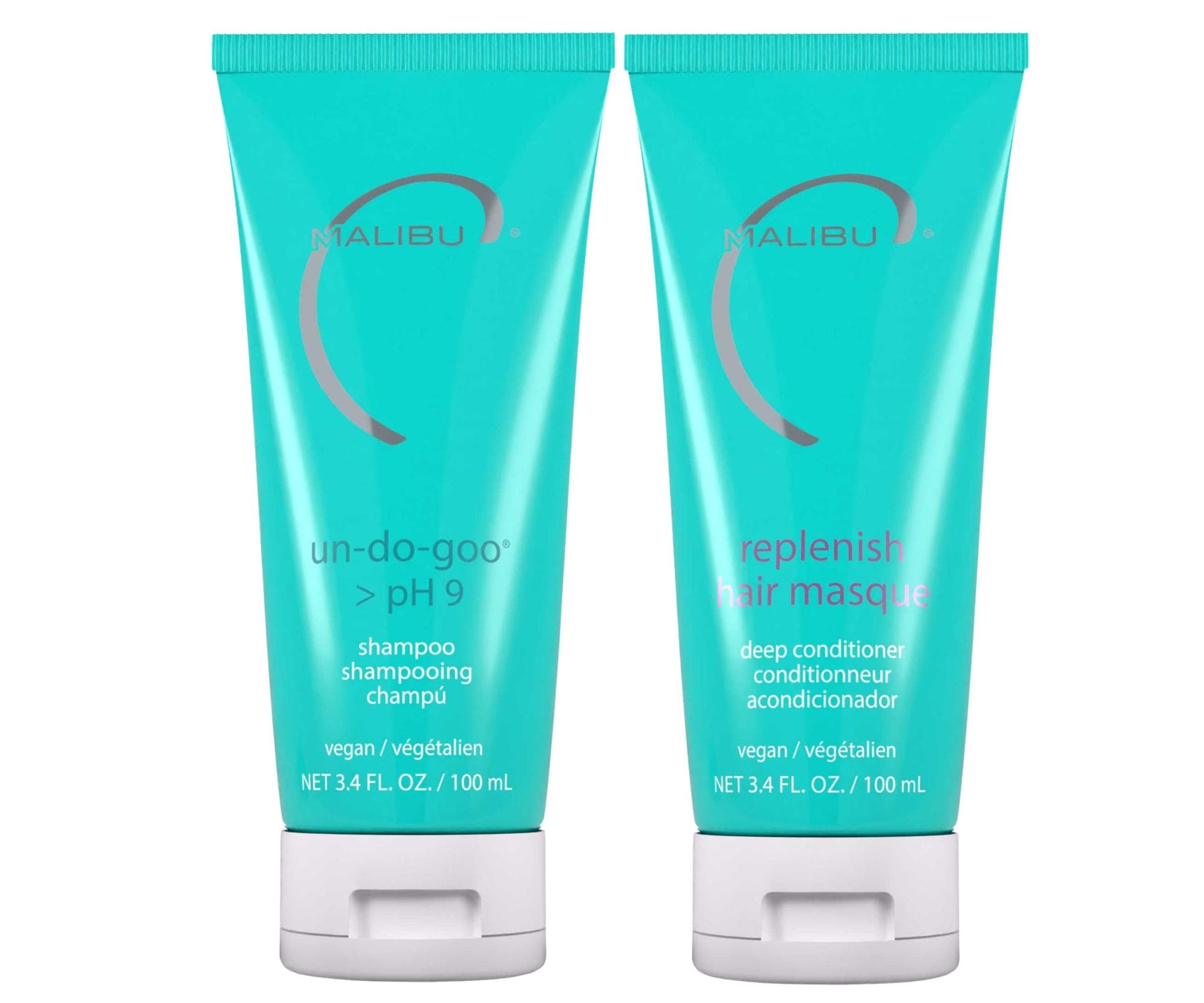 Zestaw podróżny głęboko oczyszczający i nawilżający włosy Malibu C Un-Do-Goo i Replenish Masque - szampon + maska