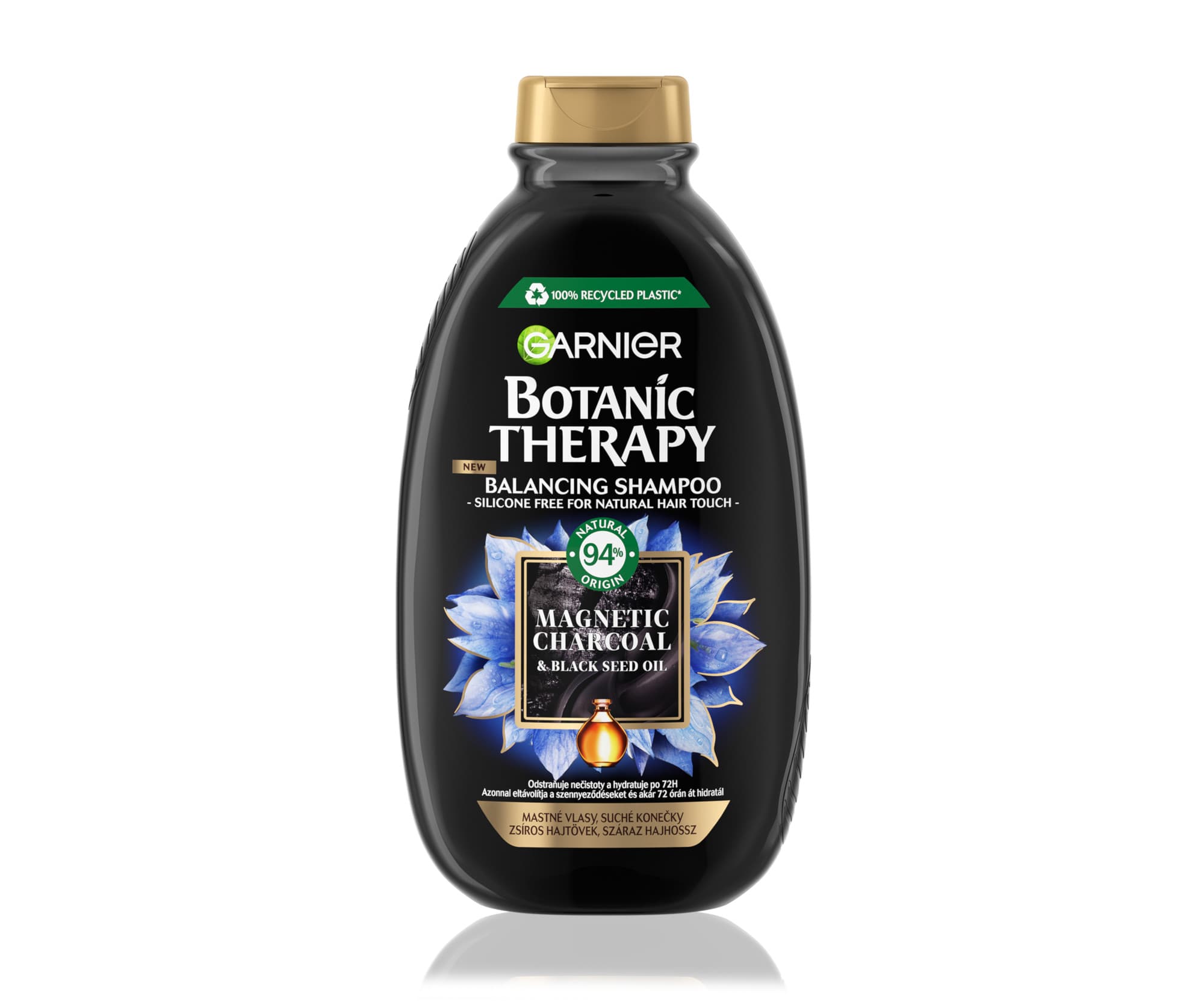 Szampon do włosów przetłuszczających się u nasady i suchych na długości Garnier Therapy Botanic Magnetic Charcoal -