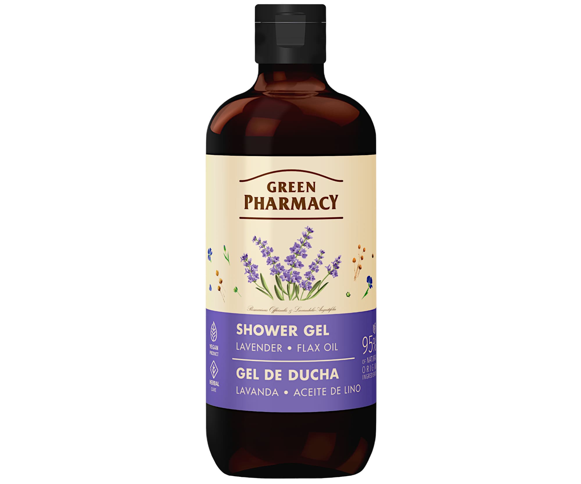 Żel pod prysznic z lawendą i olejem lnianym Green Pharmacy Shower Gel -