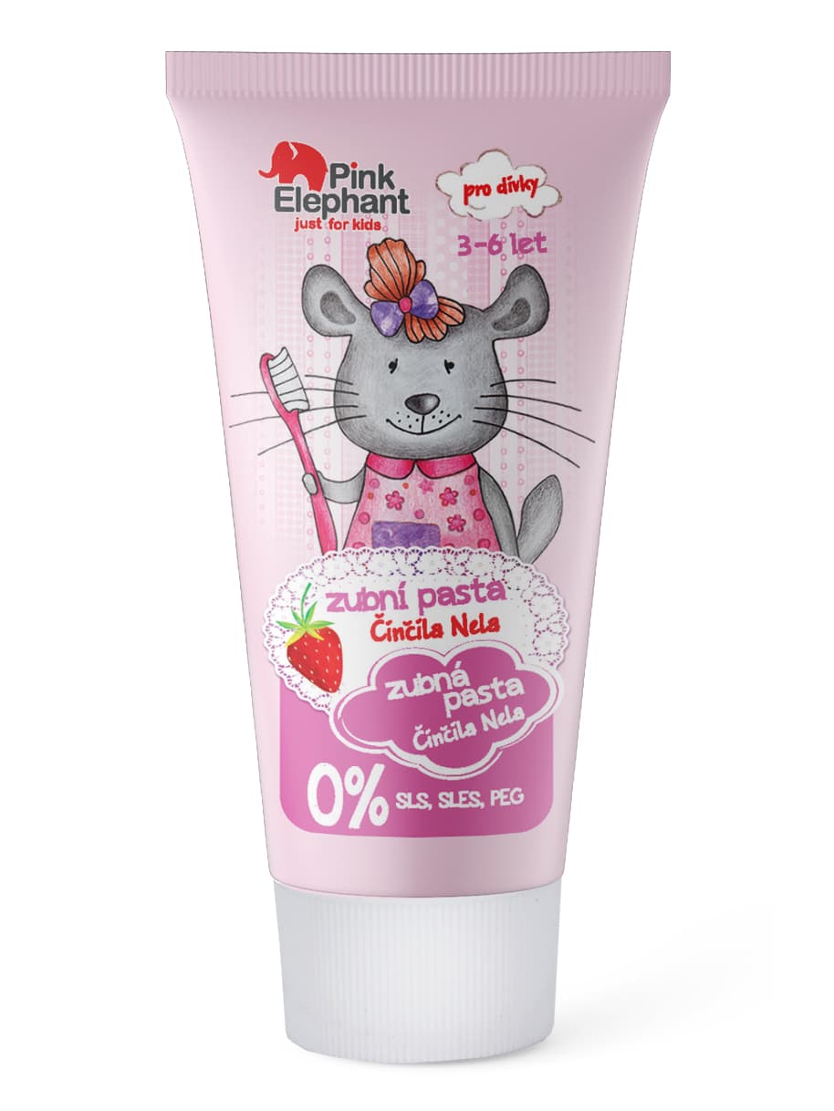 Pasta do zębów dla dzieci o smaku truskawkowym Pink Elephant -