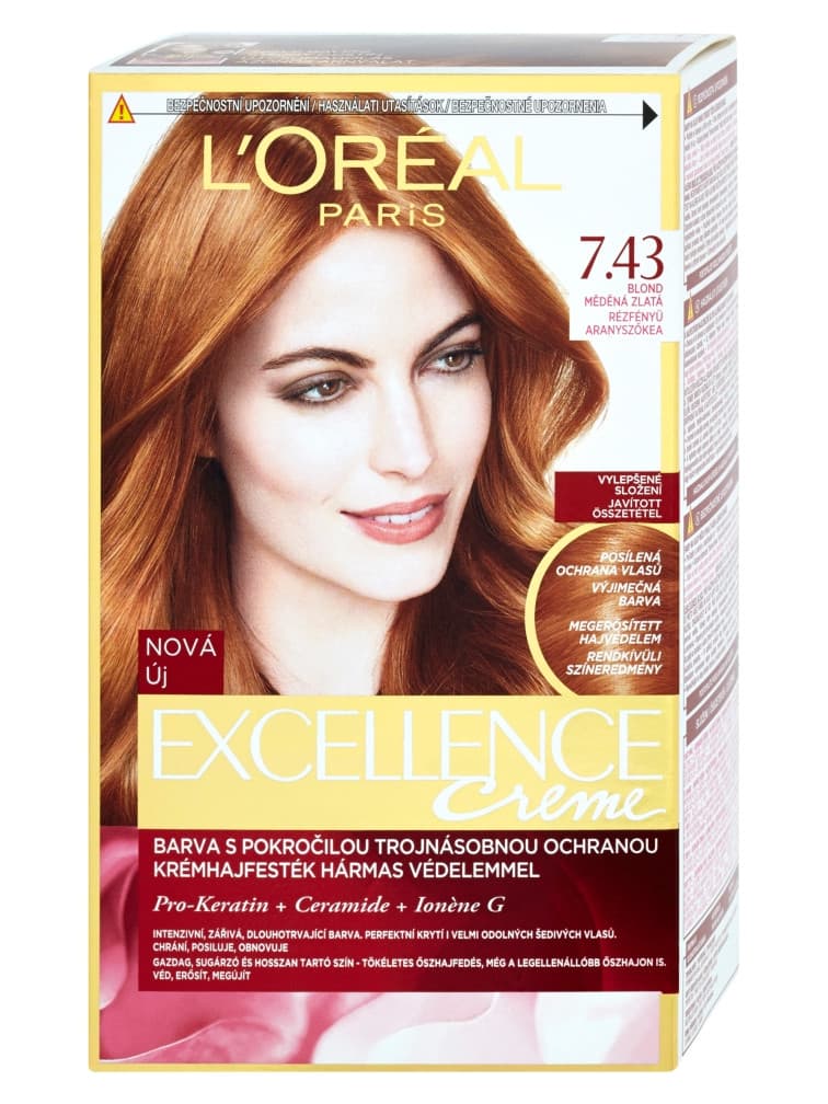 Farba do trwałej koloryzacji włosów Loréal Excellence 7.43 blond miedziano-złocisty