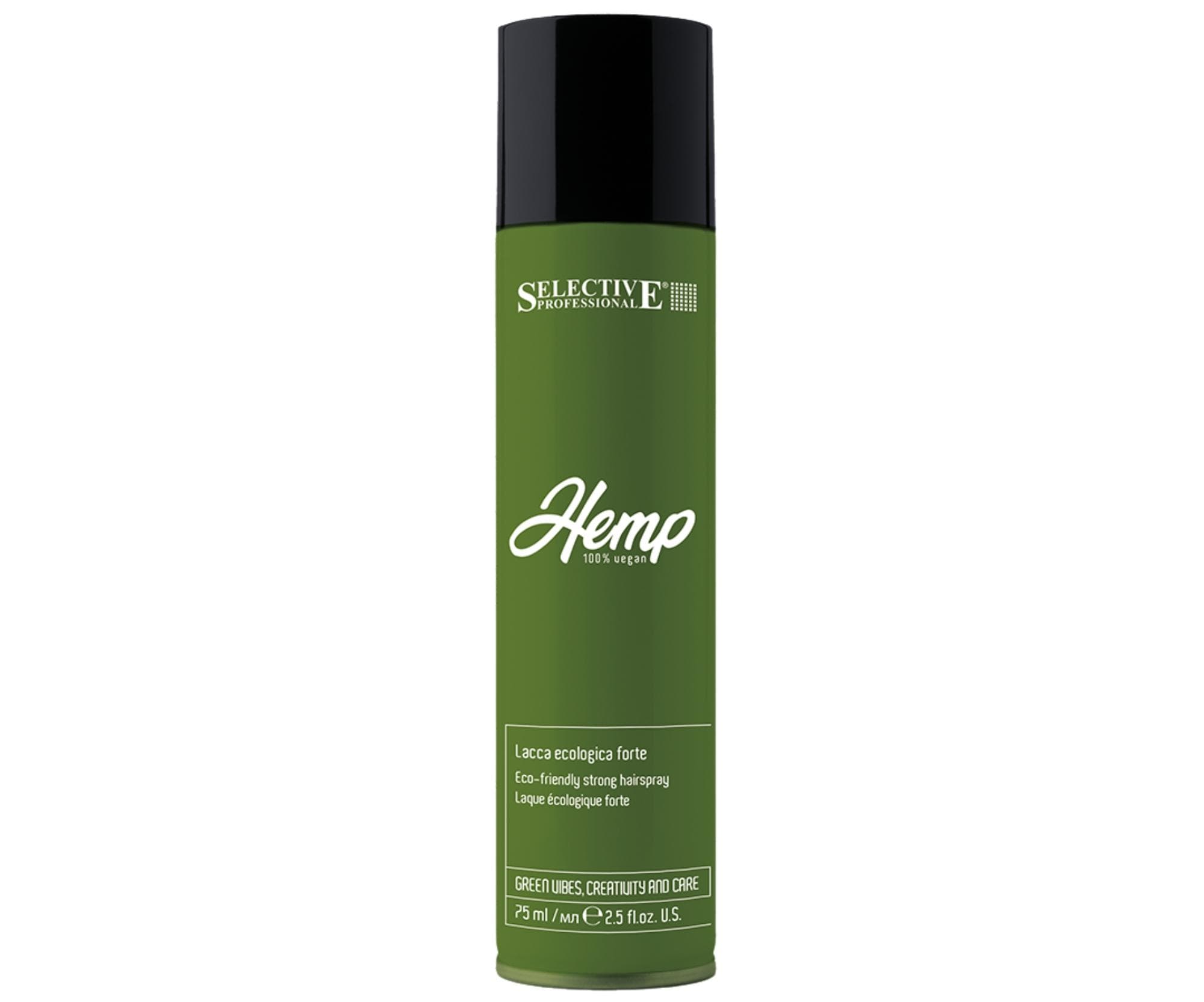 Lakier ekologiczny do włosów bez gazu mocno utrwalający Selective Professional Hemp Eco-Friendly Strong Hairspray -
