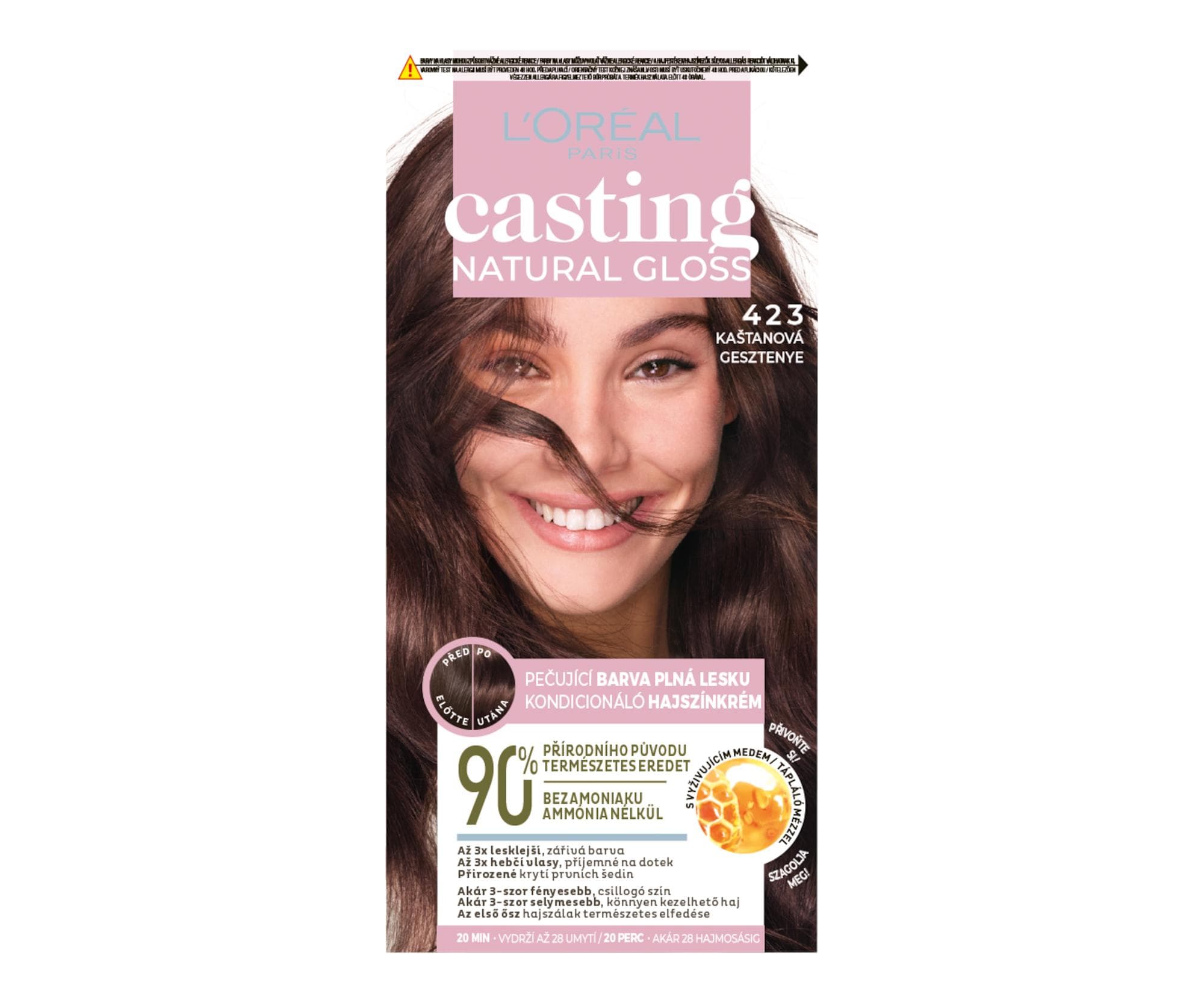 Farba do włosów bez amoniaku Loréal Casting Natural Gloss - 423 kasztanowy brąz