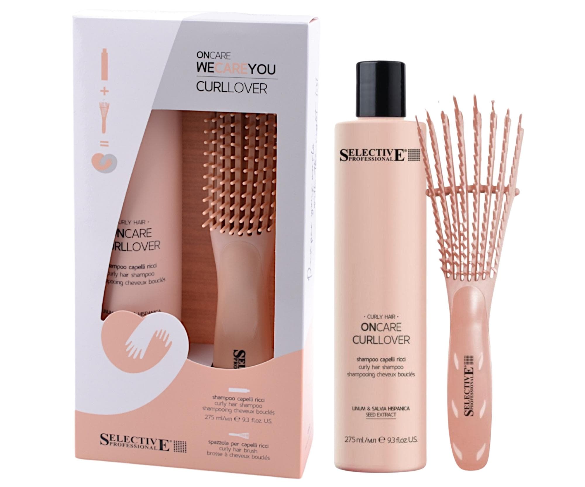 Zestaw upominkowy do włosów kręconych Selective Professional OnCare CurlLover WeCareYou Kit - szampon + szczotka gratis