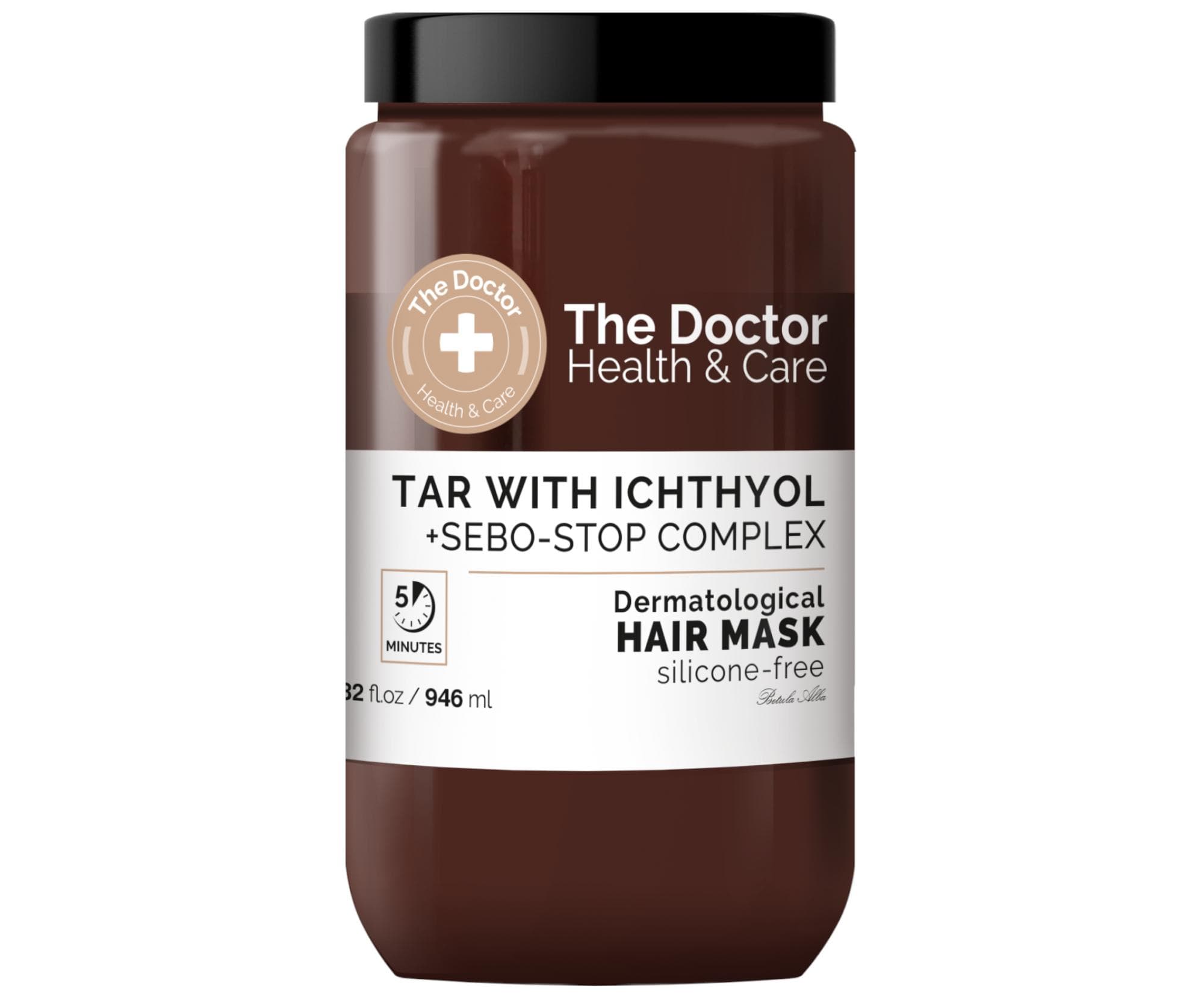 Maska dermatologiczna do włosów przeciw nadmiernemu wydzielaniu sebum The Doctor Tar with Ichthyol -
