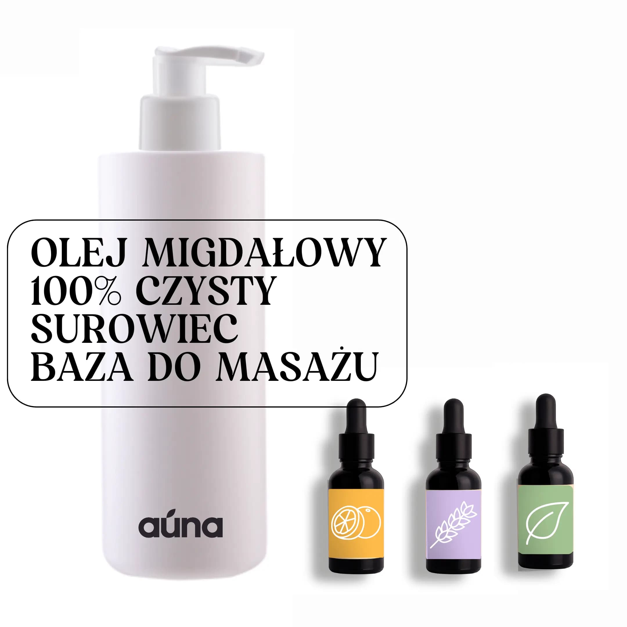 Olej ze słodkich migdałów 100 % czysty surowiec | baza do masażu | GRATIS 3 olejki eteryczne