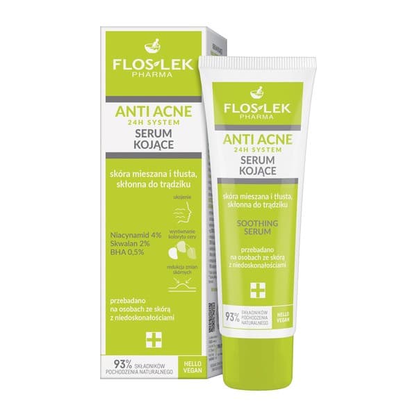 Flos-Lek Anti Acne 24H, serum kojące, skóra mieszana, tłusta, trądzikowa