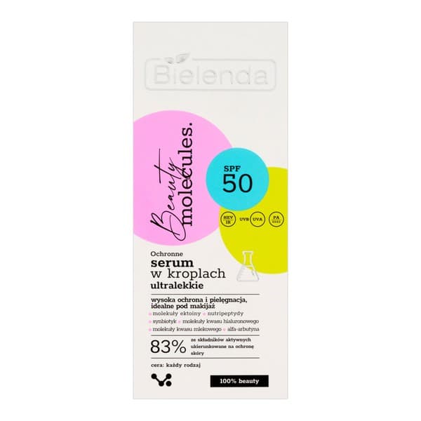 Bielenda Beauty Molecules, ochronne ultralekkie serum w kroplach, SPF50
