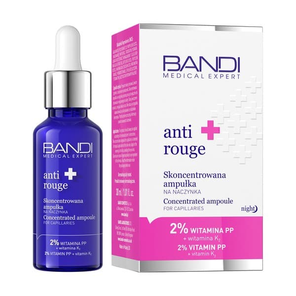 Anti-Rouge, skoncentrowana ampułka na naczynka, 2% witamina PP + witamina K
