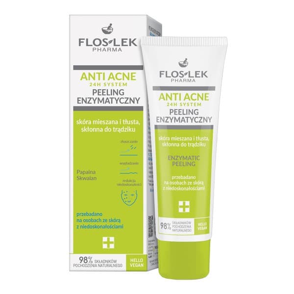 Flos-Lek Anti Acne 24H System, peeling enzymatyczny do skóry mieszanej, tłustej i trądzikowej
