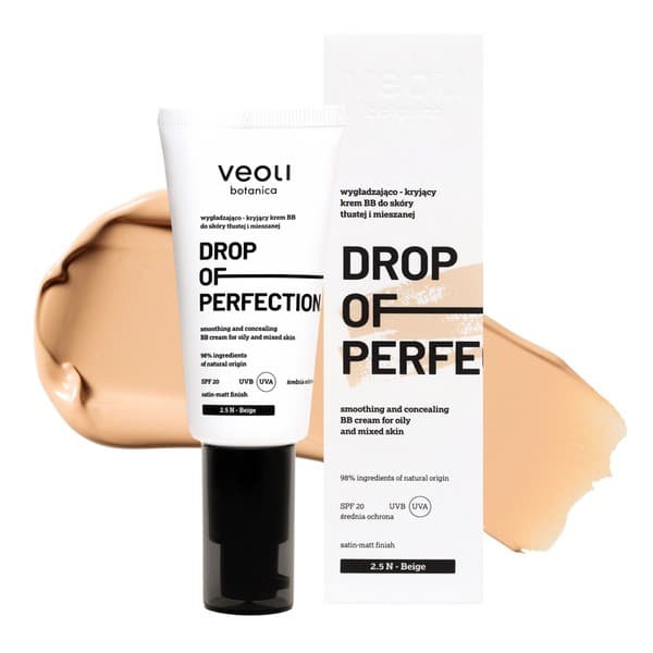 Drop Of Perfection SPF 20, wygładzająco-kryjący krem BB do skóry tłustej i mieszanej, 2.5 N Beige