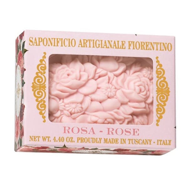 Artigianale Fiorentino, naturalne mydło w pudełku z okienkiem, róża