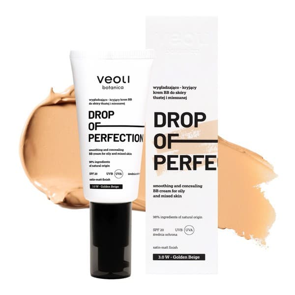 Drop Of Perfection SPF 20, wygładzająco-kryjący krem BB do skóry tłustej i mieszanej, 3.0 W Golden Beige
