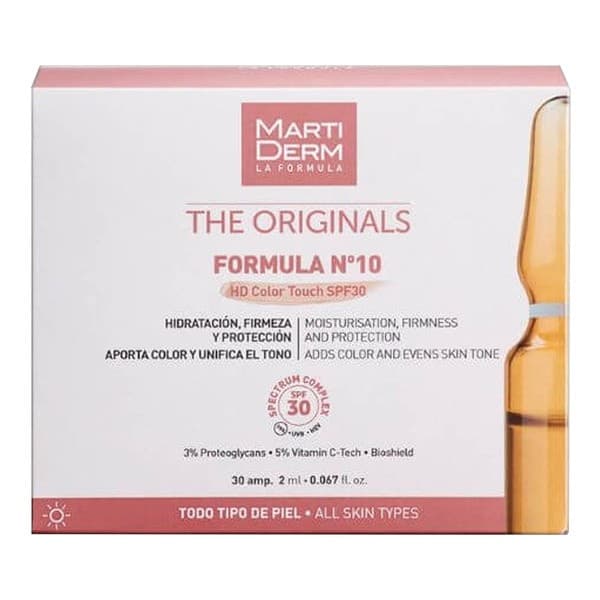 The Originals Formula Nº10 HD Color Touch SPF30, serum nawilżająco-ujędrniające, ampułki