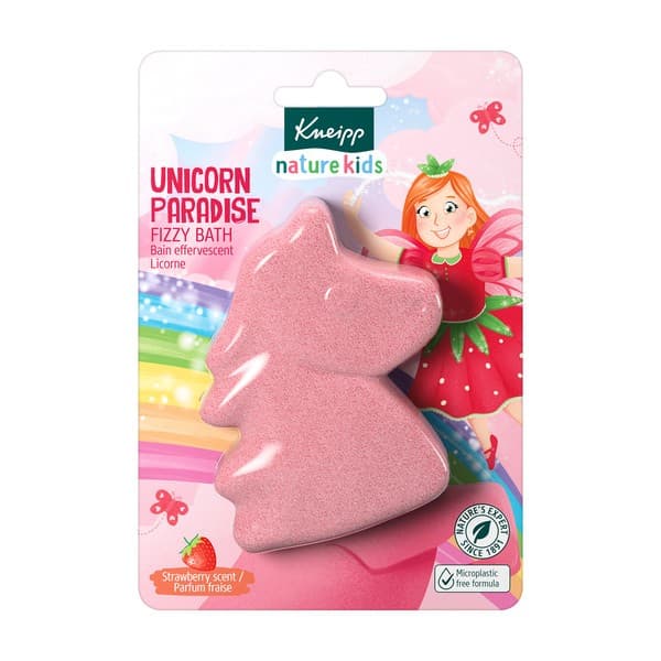 Nature Kids, musująca figurka do kąpieli Jednorożec, zapach truskawkowy