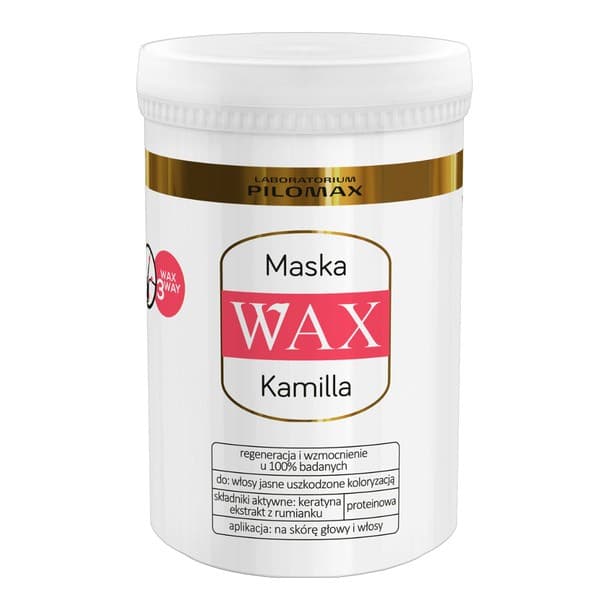 WAX Kamilla, Laboratorium Pilomax, maska wygładzająca i nawilżająca do włosów farbowanych jasnych, ()