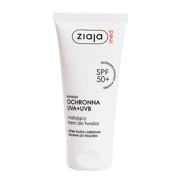 Kuracja Ochronna UVA+UVB, matujący krem do twarzy, cera tłusta i mieszana, SPF 50+