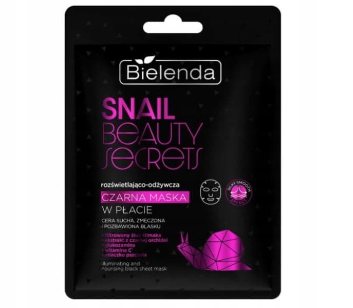SNAIL BEAUTY SECRETS ROZŚWIETLAJĄCO-ODŻYWCZA CZARNA MASKA W PŁACIE