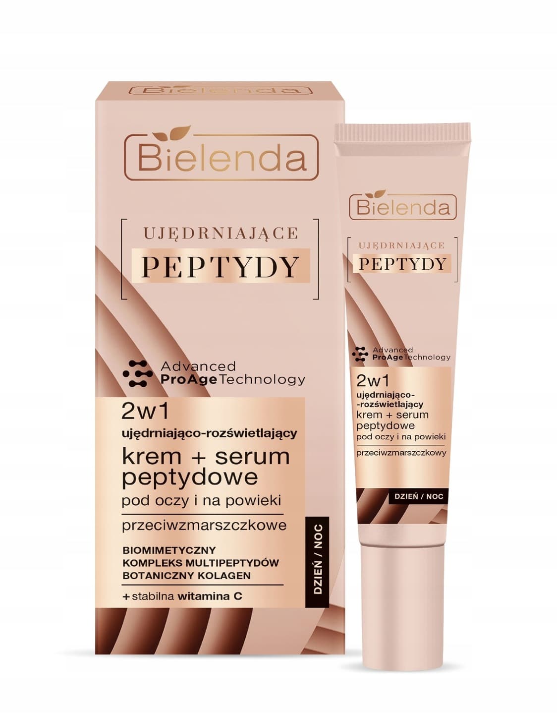 Ujędrniające Peptydy ujędrniająco-rozświetlający krem + serum peptydowe 2w1 pod oczy i na powieki