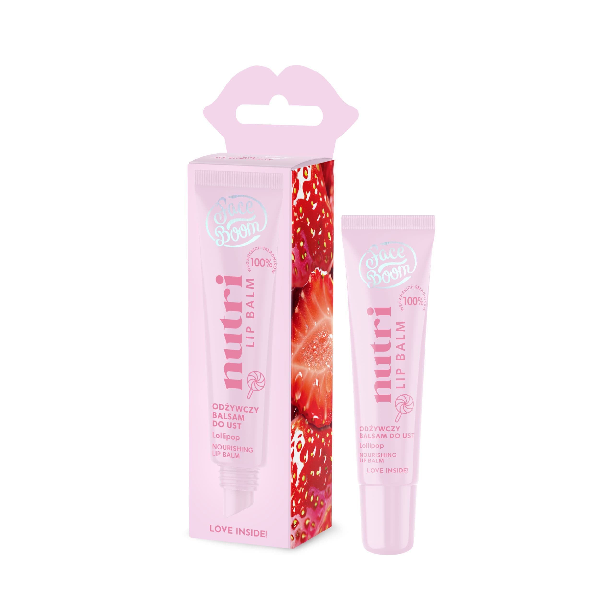 Odżywczy balsam do ust z sokiem z truskawki, LOLLIPOP