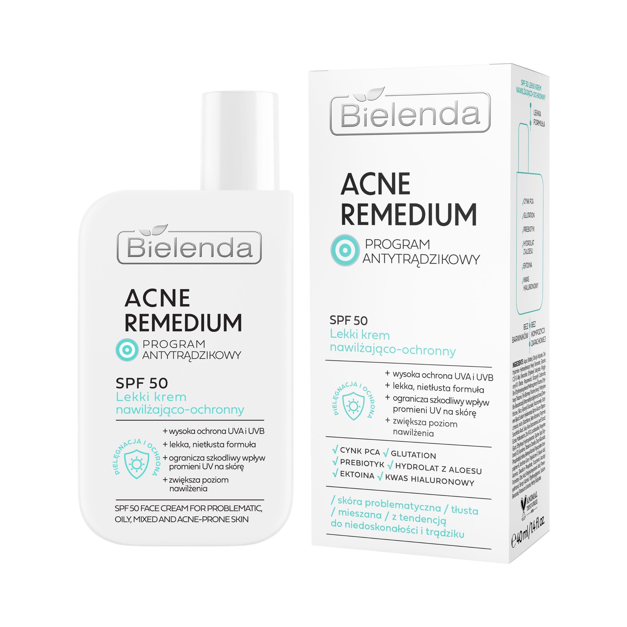 Acne Remedium krem do twarzy, nawilżająco-ochronny, SPF 50