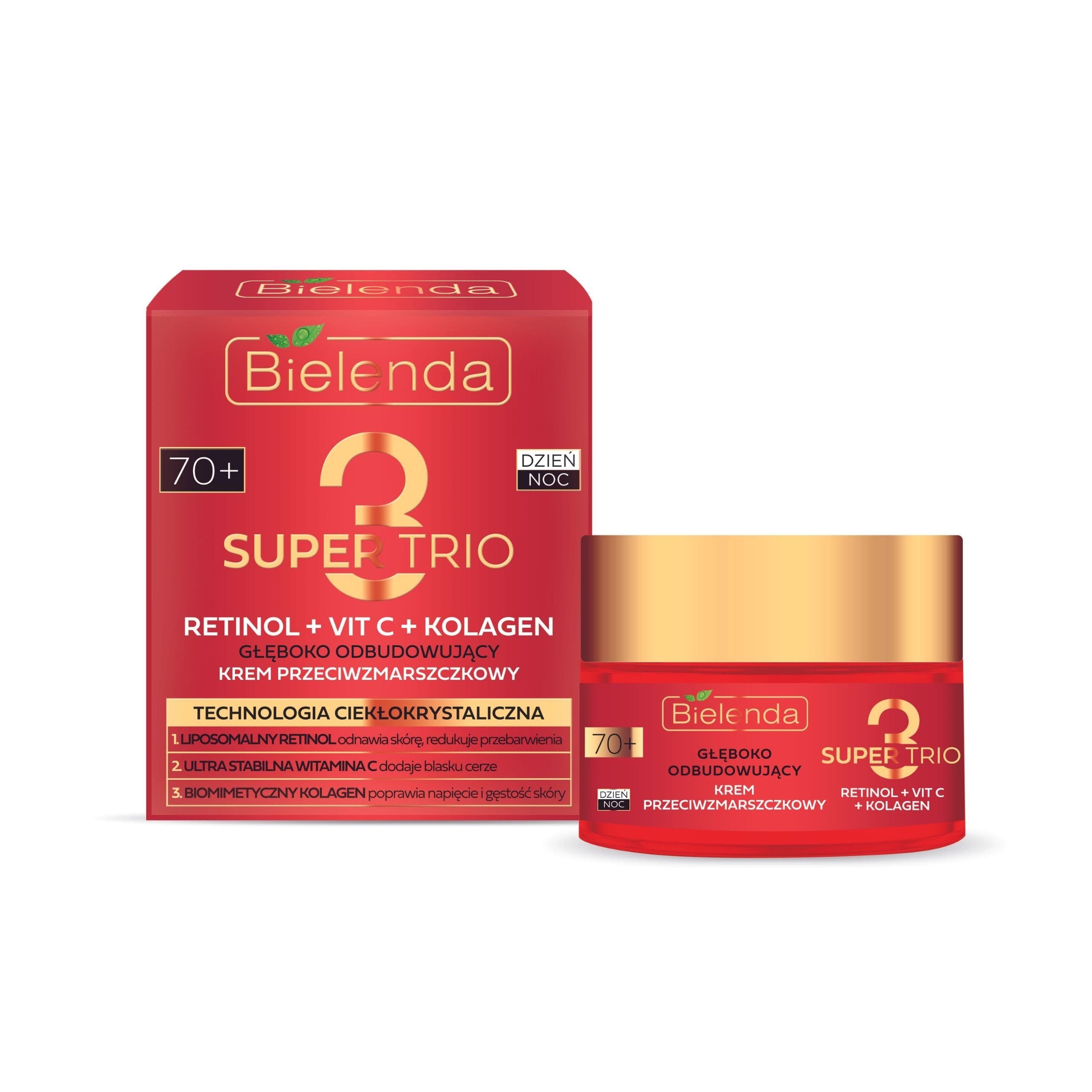 Głęboko odbudowujący krem przeciwzmarszczkowy RETINOL + VIT C + KOLAGEN 70+, dzień/ noc