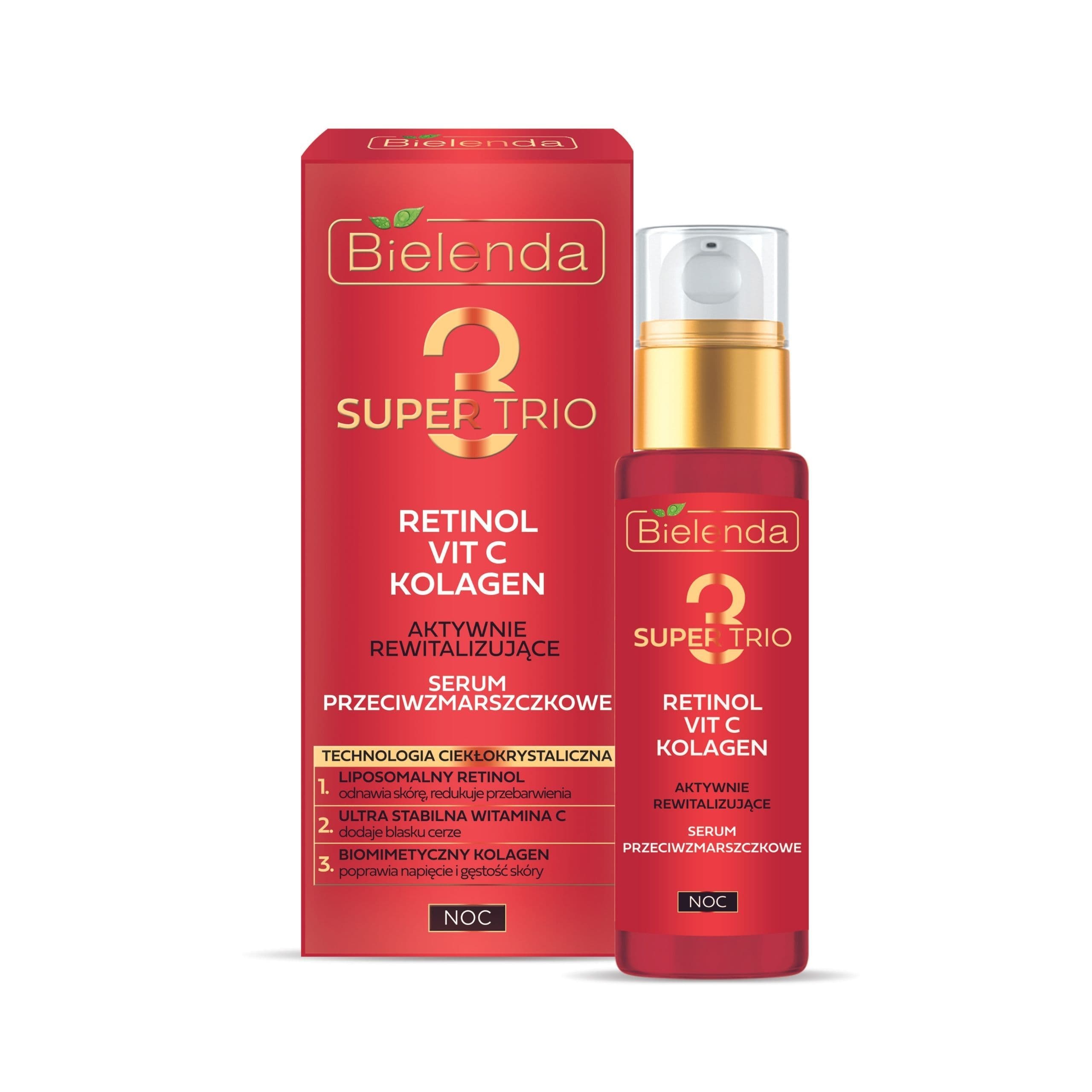 Aktywnie rewitalizujące serum przeciwzmarszczkowe na noc, RETINOL + VIT C + KOLAGEN