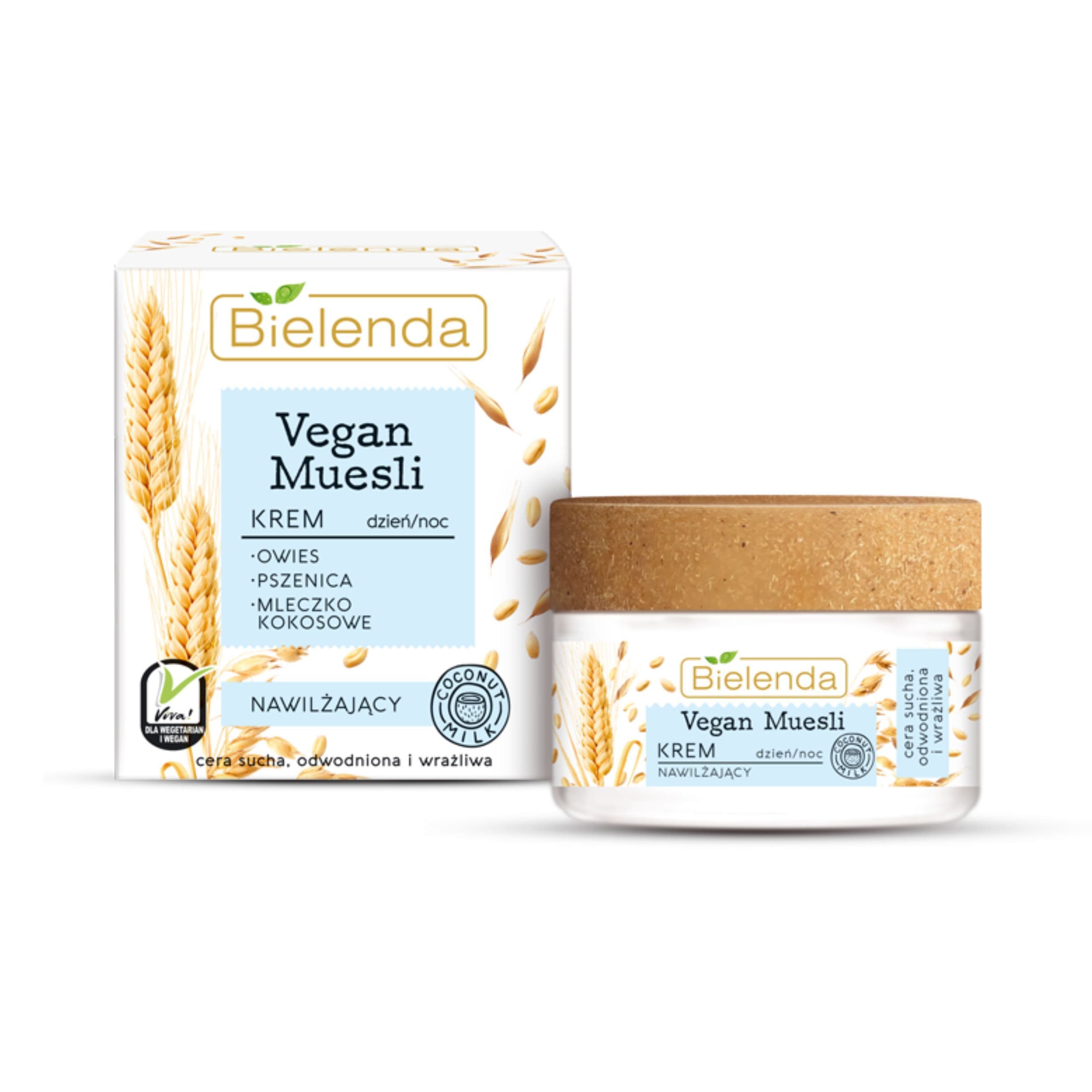 VEGAN MUESLI Krem nawilżający, owies + pszenica + mleczko kokosowe