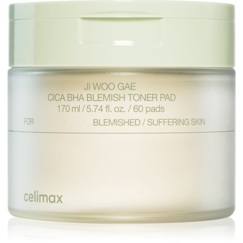Ji Woo Gae Cica BHA Blemish Toner Pad płatki złuszczające do skóry wrażliwej ze skłonnością do wyprysków