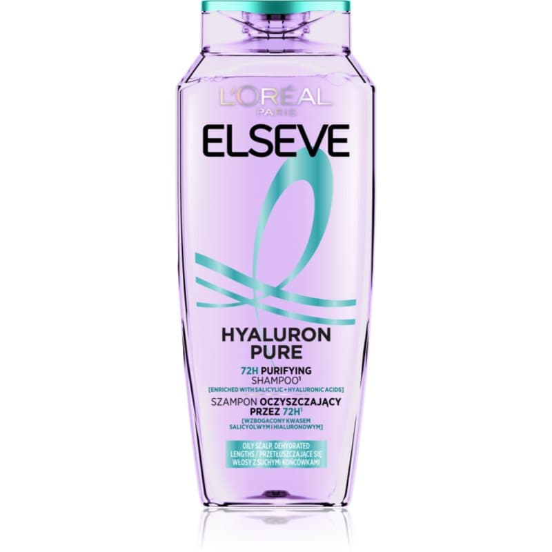 Elseve Hyaluron Pure szampon nawilżający do przetłuszczającej się skóry głowy i suchych końcówek