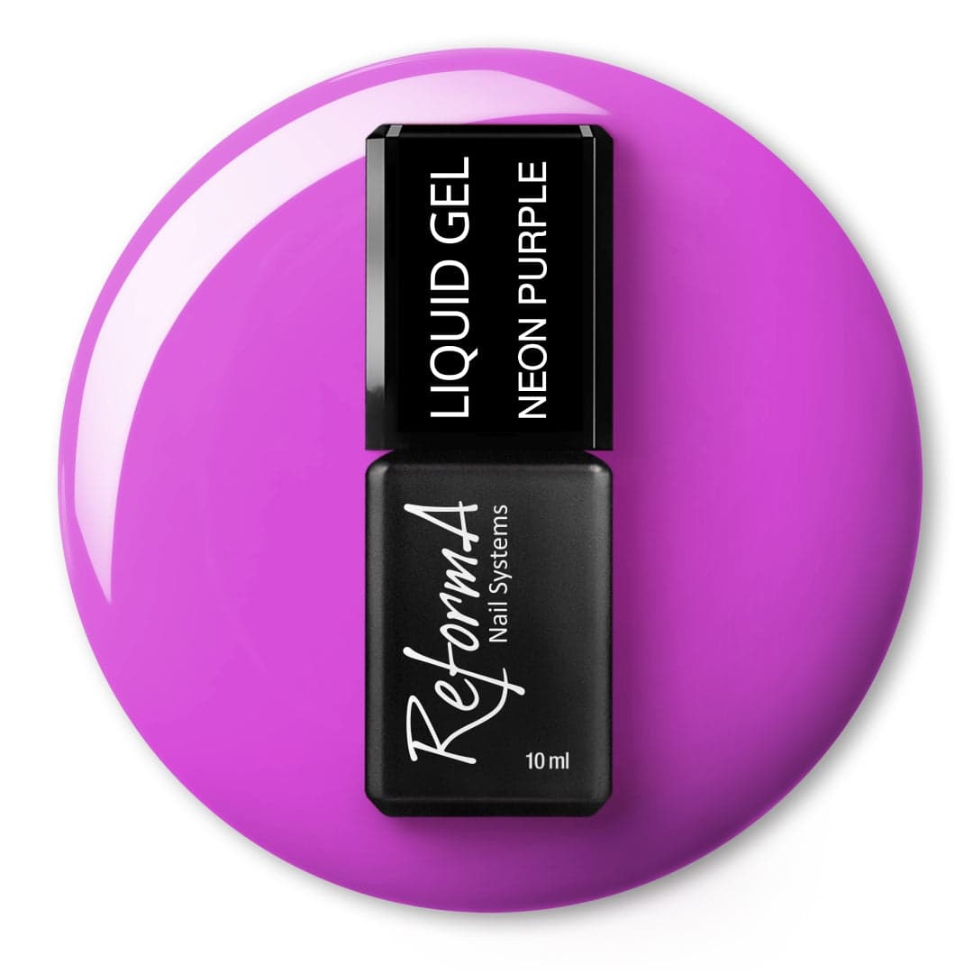Żel w pędzelku, do szybkiego uzupełniania, fioletowy, neonowy, jaskrawy, kolorowy żel w butelce Liquid Gel - Neon Purple