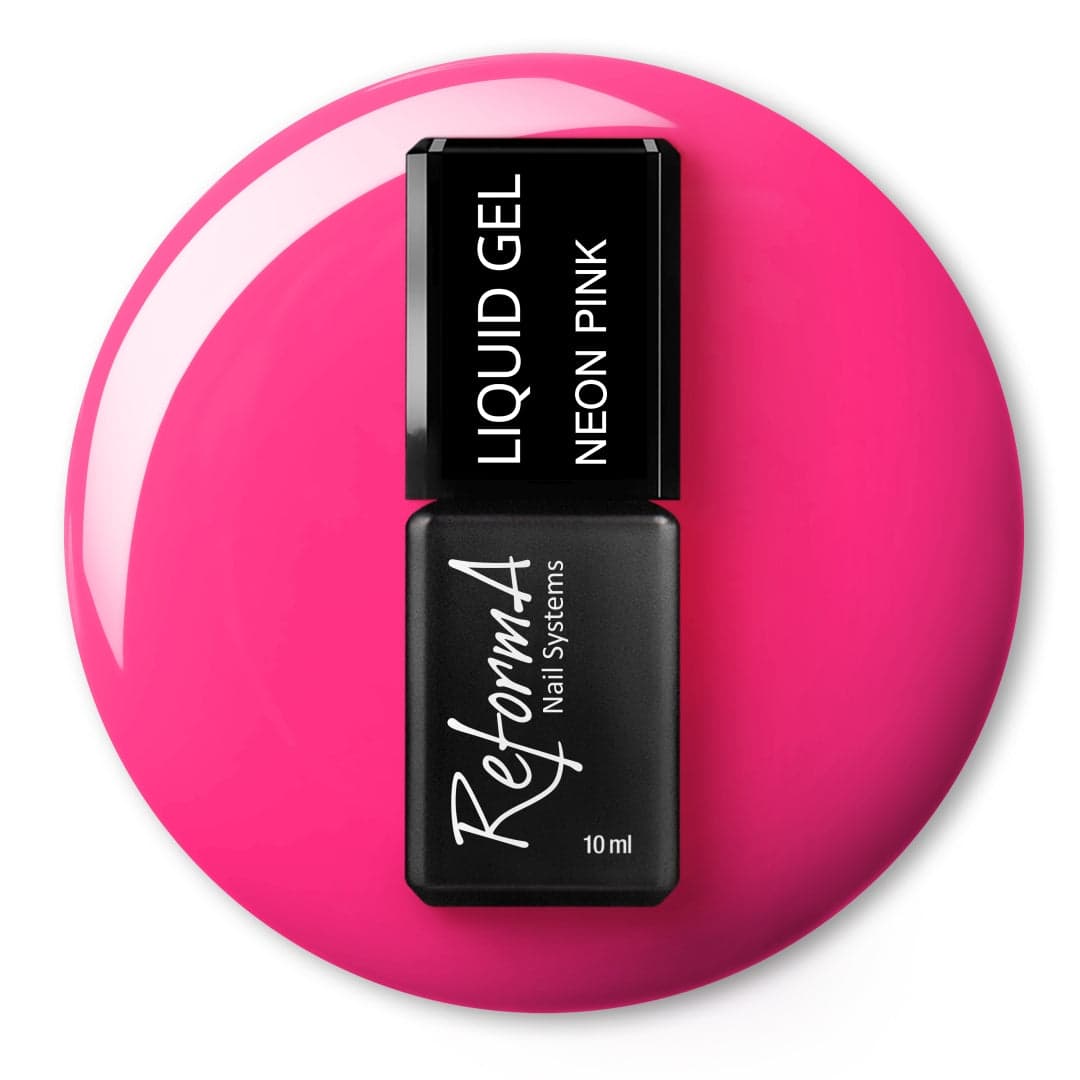 Żel w pędzelku, do szybkiego uzupełniania, różowy, neonowy, jaskrawy, kolorowy żel w butelce Liquid Gel - Neon Pink