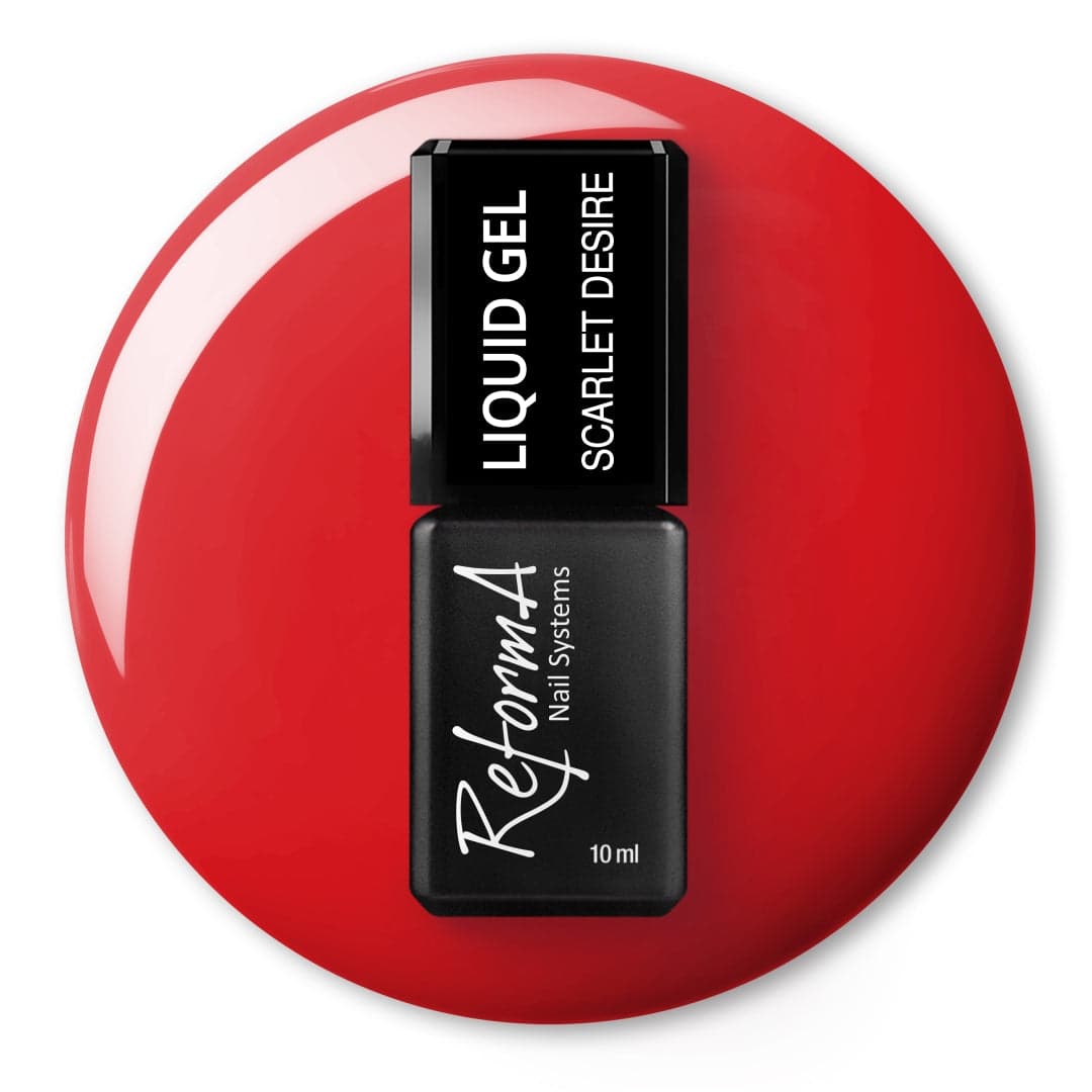 Żel w pędzelku, do szybkiego uzupełniania, kolorowy, czerwony żel w butelce Liquid Gel - Scarlet Desire