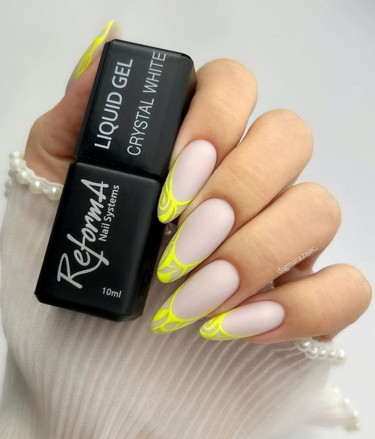Zestaw do stylizacji paznokci — Żółte paznokcie hybrydowe - słoneczny french manicure