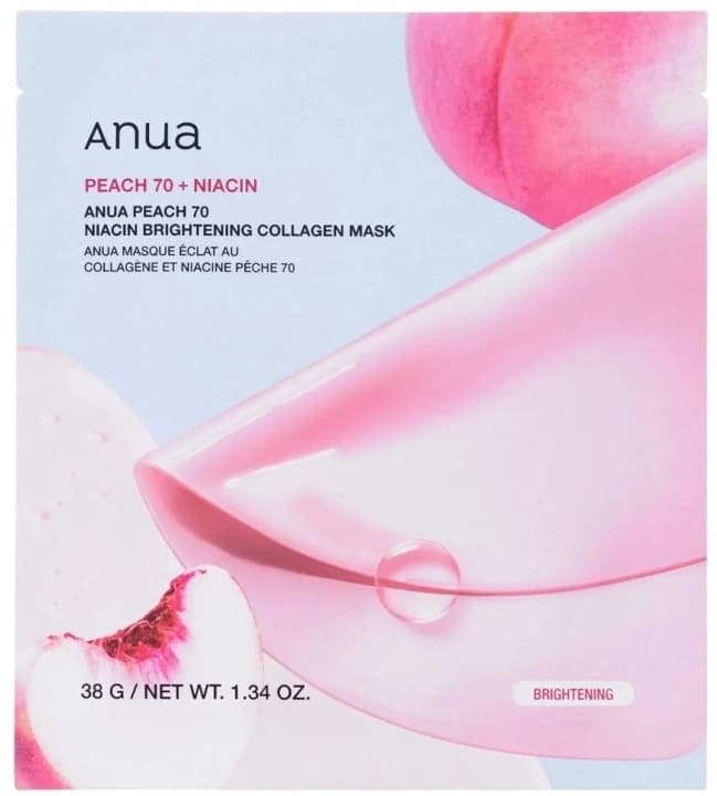 Anua Peach 70 Niacin Brightening Collagen Mask, żelowa maska rozjaśniająca