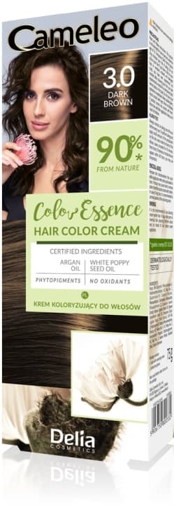 DELIA CAMELEO Color Essence krem do koloryzacji włosów jak henna ziołowa 3.0 Ciemny brąz