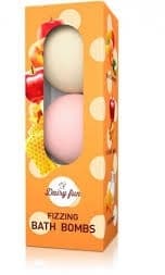 DELIA Dairy Fun Kule do kąpieli mleko, karmel, brzoskwinia