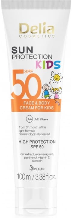 DELIA Krem do twarzy i ciała dla dzieci SPF50 SUN PROTECTION tuba