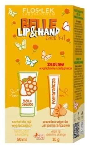 Lip & Hand Care BELLE — zestaw sorbetu do rąk i pomadki pomarańczowej