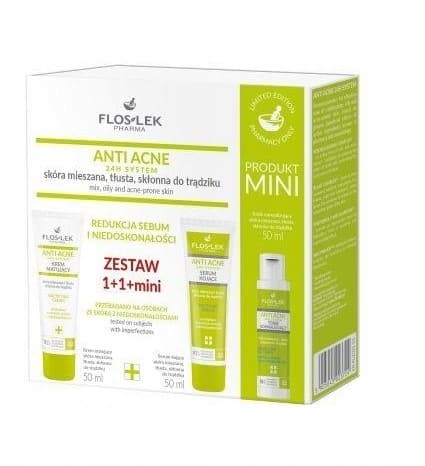 PHARMA ANTI ACNE 24 H SYSTEM Zestaw 1+1+mini Krem matujący+Serum kojące+ Tonik normaliz.,-,-, (+ +)