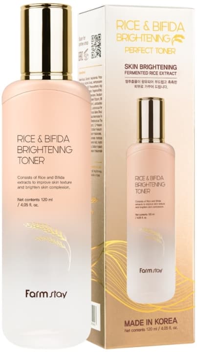 Farmstay Rice & Bifida Brightening Toner Rozjaśniający Tonik do twarzy z Ryżem i fermentami