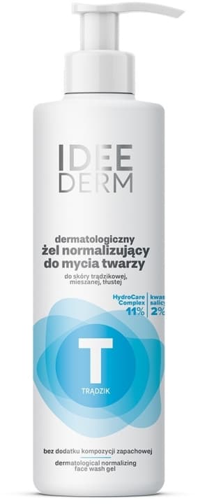 Derm Dermatologiczny Żel do mycia twarzy normalizujący do skóry trądzikowej, mieszanej, tłustej