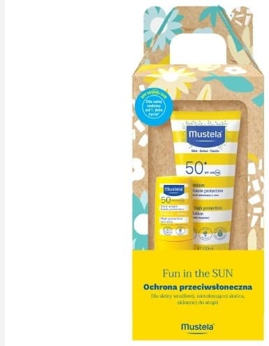 Mustela, Fun in the Sun, mleczko przeciwsłoneczne, SPF 50+, + sztyft przeciwsłoneczny, SPF 50
