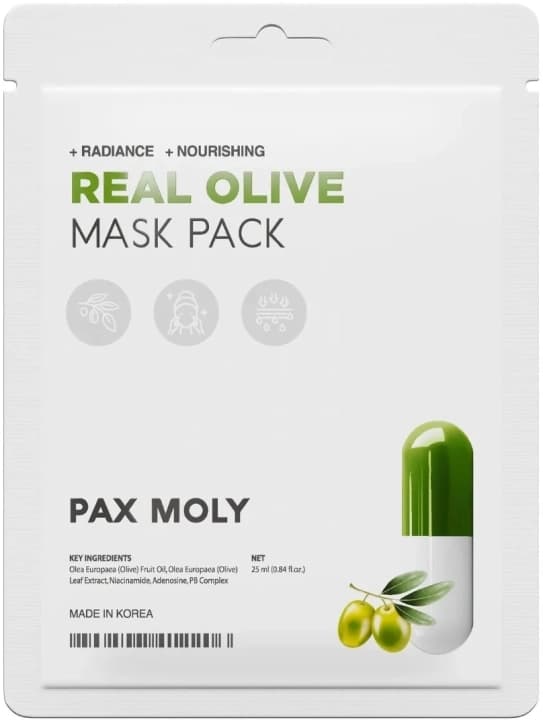 Moly Maska w płachcie nawilżająco łagodząca z oliwą z oliwek Real Olive