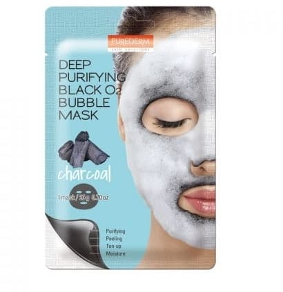 Deep Purifying Black O2 Bubble Mask Charcoal Głęboko oczyszczająca maska bąbelkująca w płachcie z aktywnym węglem
