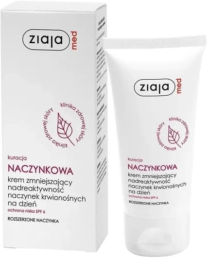 kuracja naczynkowa krem zmniejszający nadreaktywność naczynek krwionośnych na dzień ochrona niska SPF 6 Ziaja
