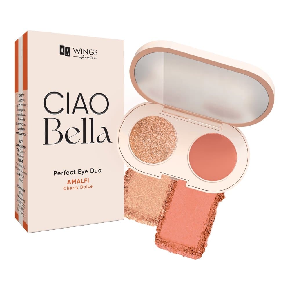 Ciao Bella Perfect Eye Duo — paleta dwóch cieni 02 Neo Peach + Opal Sunset